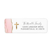 Blush Pink Agaat Gold Cross Retour Adres Label (Voorkant)