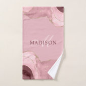 Blush Pink Agaat Roos Gold Glitter Monogram Bath T Bad Handdoek (Handdoek)
