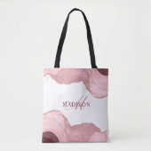 Blush Pink Agaat Roos Goud Glitter Modern Monogram Tote Bag (Voorkant)