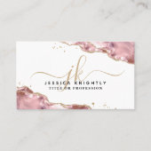 Blush Pink Agaat Script Monogram Gold Glitter Visitekaartje (Voorkant)