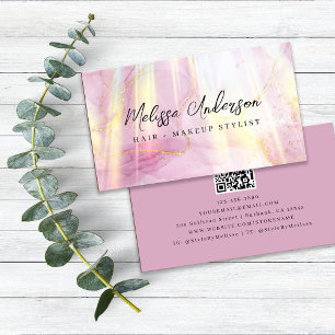 Blush Pink Agaat Stone Luxe QR Code Visitekaartje