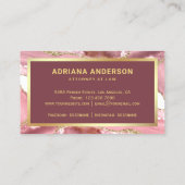 Blush Pink Agate Advocate Gold Pen Nib Visitekaartje (Achterkant)