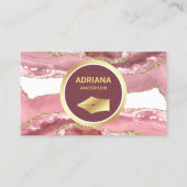 Blush Pink Agate Advocate Gold Pen Nib Visitekaartje (Voorkant)