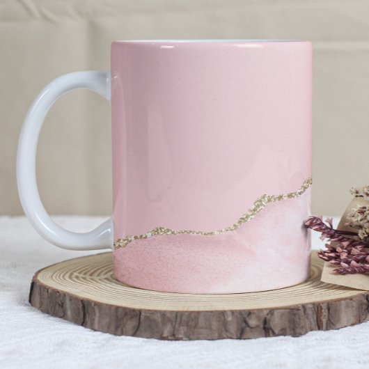 Blush Pink Agate Gold Glitter Koffiemok