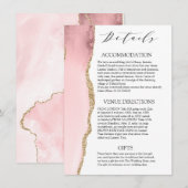  Blush Pink Agate Modern bruiloft details Informatiekaartje (Voorkant / Achterkant)