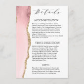  Blush Pink Agate Modern bruiloft details Informatiekaartje (Voorkant)
