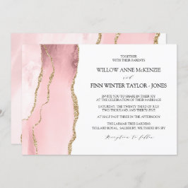  Blush Pink agate moderne bruiloft Kaart