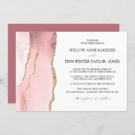  Blush Pink agate moderne bruiloft Kaart