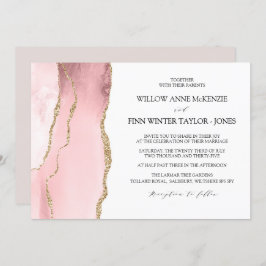  Blush Pink agate moderne bruiloft Kaart