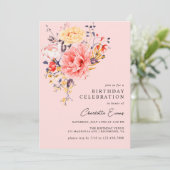 Blush Pink | Airy Floral Elke leeftijd Volwassen V Kaart (Staand voorkant)