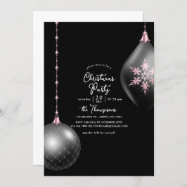 Blush Pink and Black Kerstparty Kaart