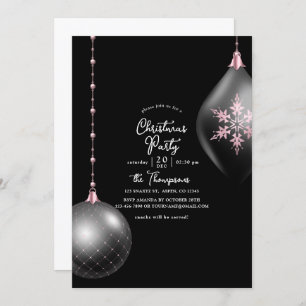 Blush Pink and Black Kerstparty Kaart
