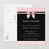 Blush Pink and Black Polka Dot Vrijgezellenfeest Uitnodiging Briefkaart (Voorkant / Achterkant)