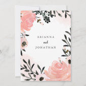 Blush Pink and Black Waterverf Floral | Weddenscha Kaart (Achterkant)
