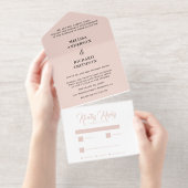 Blush Pink and Black Wedding All In One Uitnodiging (Uittrekbaar)