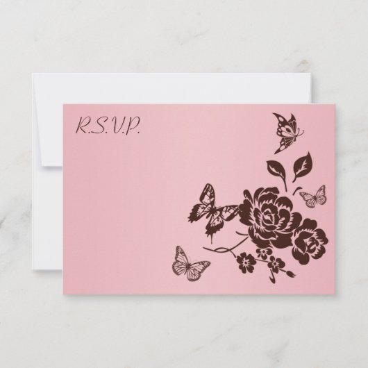 Blush Pink and Brown Butterfly Floral Reply Kaart (Voorkant)