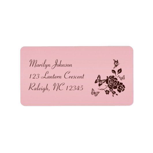 Blush Pink and Brown Floral Address Label (Voorkant)