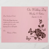 Blush Pink and Brown Floral Wedding Programme (Voorkant)