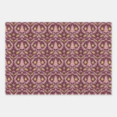 Blush Pink and Burgundy Baroque Christmas Pattern Inpakpapier Vel (Voorkant 3)