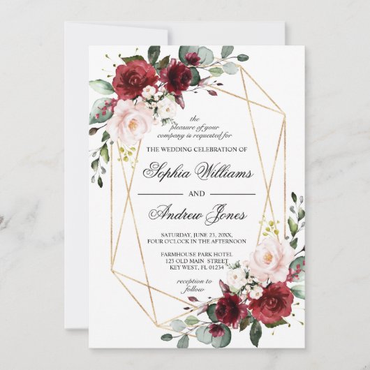 Blush Pink and Burgundy Roos Weddenschap Kaart (Voorkant)