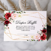 Blush Pink and Burgundy Rose Diaper Raffle Card Informatiekaartje