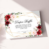 Blush Pink and Burgundy Rose Diaper Raffle Card Informatiekaartje