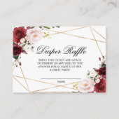 Blush Pink and Burgundy Rose Diaper Raffle Card Informatiekaartje (Voorkant)