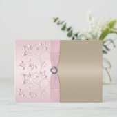 Blush Pink and Champagne Floral Invitation Kaart (Staand voorkant)