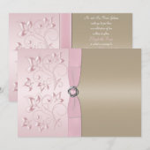 Blush Pink and Champagne Floral Invitation Kaart (Voorkant / Achterkant)