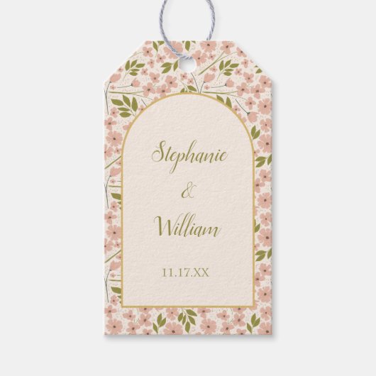Blush Pink and Cream Arch Shape Wedding Cadeaulabel (Voorkant)