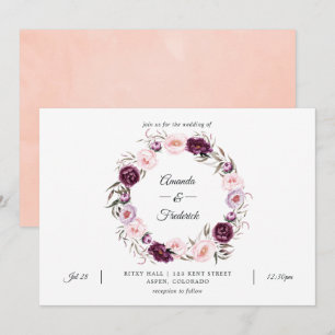 Blush Pink and Deep Velvet Wedding Kaart