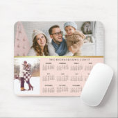 Blush Pink and Faux Gold 2017 Photo Calendar Muismat (Met muis)