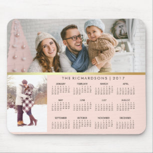 Blush Pink and Faux Gold 2017 Photo Calendar Muismat
