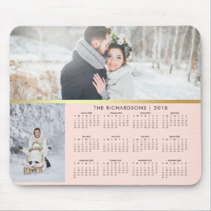 Blush Pink and Faux Gold 2018 Photo Calendar Muismat