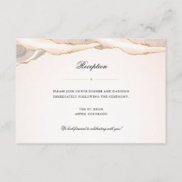Blush Pink and Gold Agate Wedding Reception Informatiekaartje