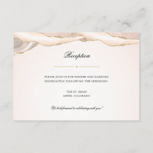 Blush Pink and Gold Agate Wedding Reception Informatiekaartje