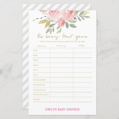 Blush Pink and Gold Baby shower Game PRINED (Voorkant / Achterkant)