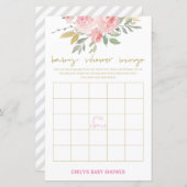 Blush Pink and Gold Baby shower Game PRINED (Voorkant / Achterkant)
