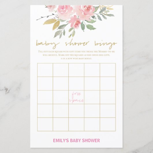 Blush Pink and Gold Baby shower Game PRINED (Voorkant)