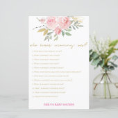 Blush Pink and Gold Baby shower Game PRINED (Staand voorkant)