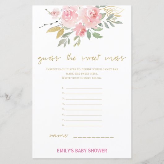 Blush Pink and Gold Baby shower Game PRINED (Voorkant)