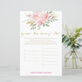 Blush Pink and Gold Baby shower Game PRINED (Staand voorkant)