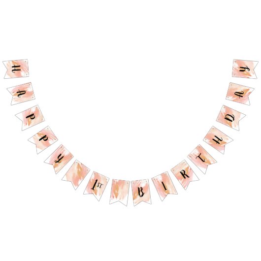 Blush Pink and Gold Birthday Bunting Flag Vlaggetjes (Alle)