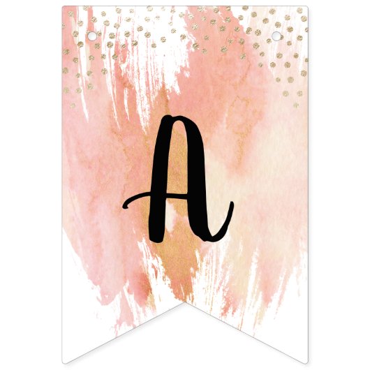 Blush Pink and Gold Birthday Bunting Flag Vlaggetjes (Tweede vlag)