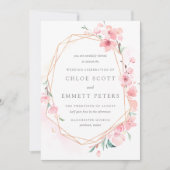 Blush Pink and Gold Cherry Blossom Wedding Kaart (Voorkant)