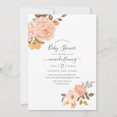 Blush Pink and Gold Floral Baby shower Kaart (Voorkant)