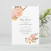 Blush Pink and Gold Floral Baby shower Kaart (Staand voorkant)
