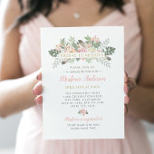 Blush Pink and Gold Floral Boho Bridal Luncheon Kaart