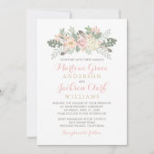 Blush Pink and Gold Floral Boho Wedding Kaart (Voorkant)