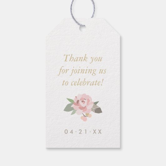 Blush Pink and Gold Floral Boho Wedding Monogram Cadeaulabel (Achterkant)